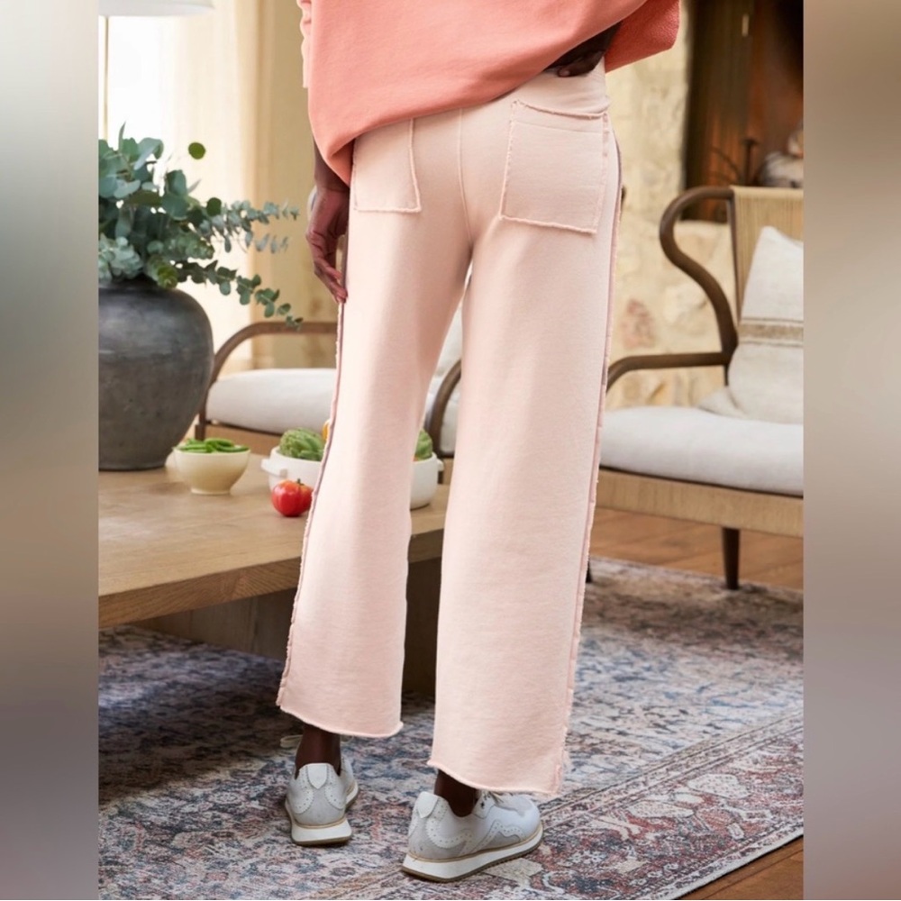 NEW! Frank & Eileen Tee Lab Wide-Leg Patch Pocket Sweat Pants Blush Pink NWOT XS